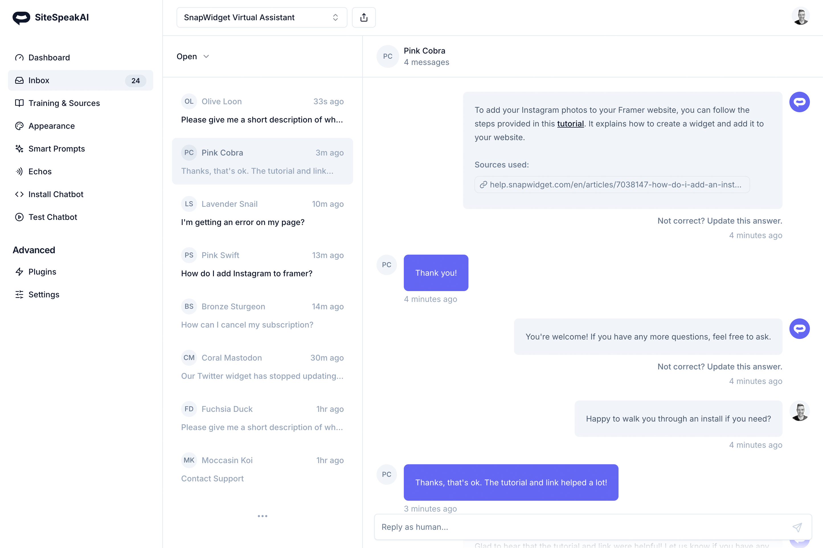 Chat history